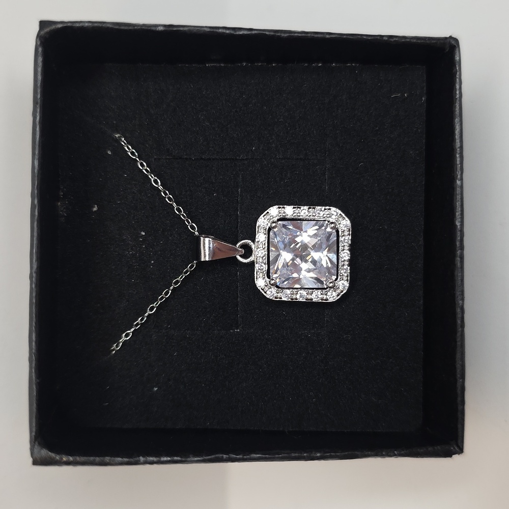 4.42ct Moissanite Stone Pendant With Rhodium Over 925 Sterling Silver Necklace - Picture 3 of 6